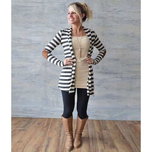 Damen Lässige Strickjacke mit eleganten Ellbogen-Patches Drune
