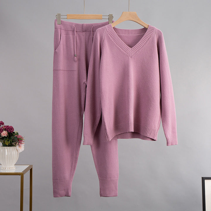Damen Kuscheliges Strickset mit V-Ausschnitt und Relaxed Fit Drune