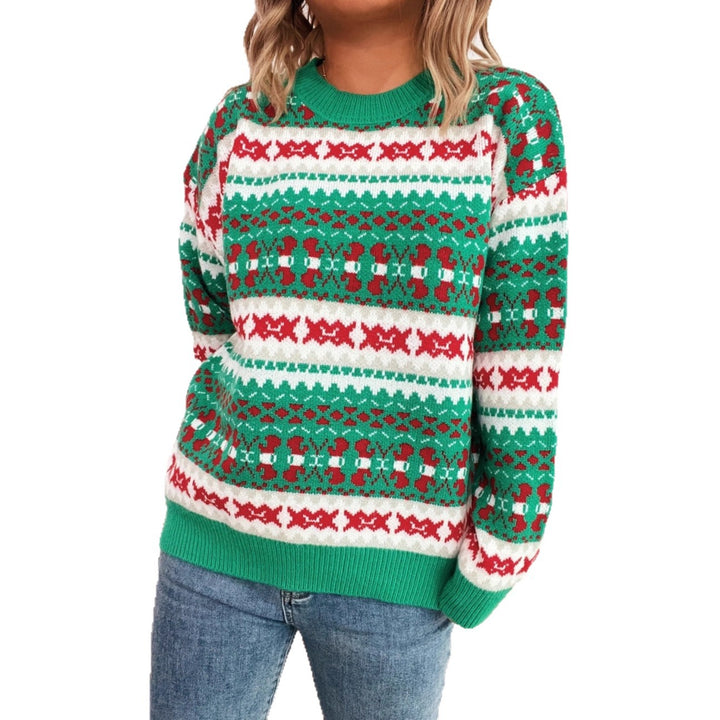 Damen Weihnachts-Pullover mit festlichem Motiv und lockerer Passform Drune