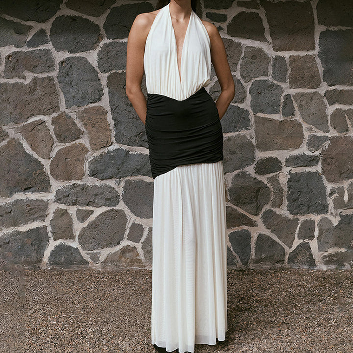 Damen Elegantes Maxi-Kleid mit raffiniertem Wickeloberteil Drune