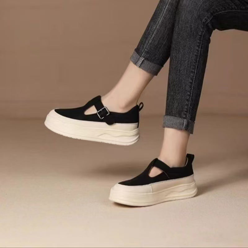 Damen Plateausneaker mit modischem Riemchen und atmungsaktiver Textiloberfläche Drune