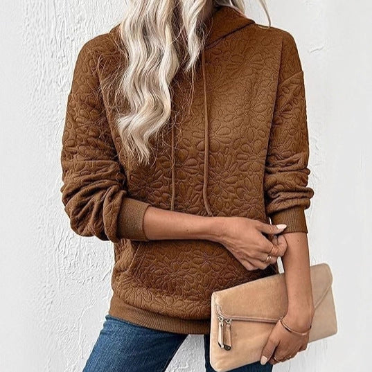 Damen modischer Sweatshirt mit strukturiertem Blumenmuster Drune