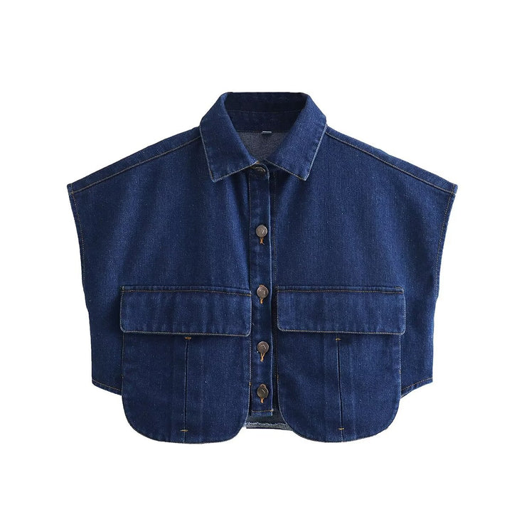 Damen ärmellose Utility-Bluse mit Taschen Drune