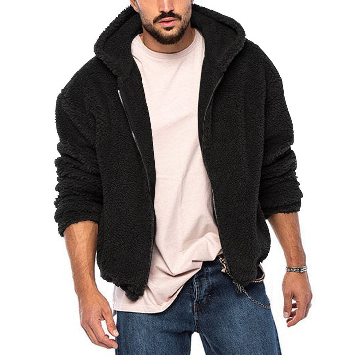Herren kuschelige Fleecejacke mit großzügiger Kapuze und Reißverschluss Drune