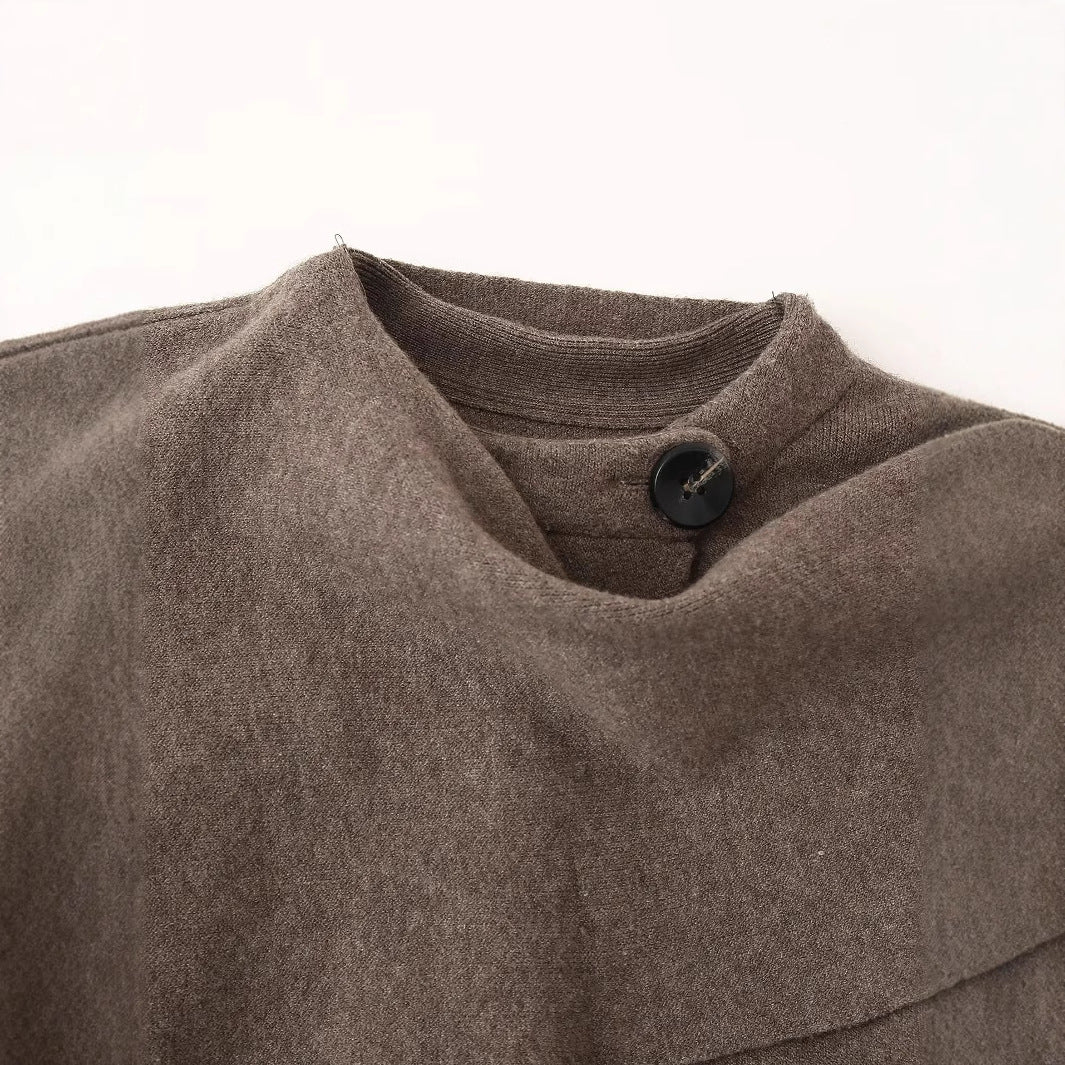 Damen modische Oversized-Jacke mit asymmetrischem Schnitt und schickem Stehkragen Drune