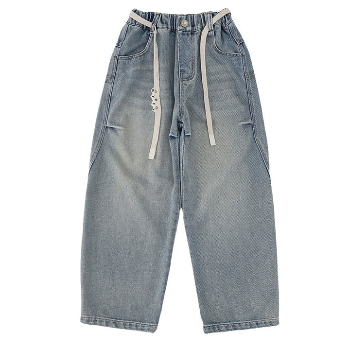 Damen weite Denim-Hose mit einzigartiger Stickerei Drune
