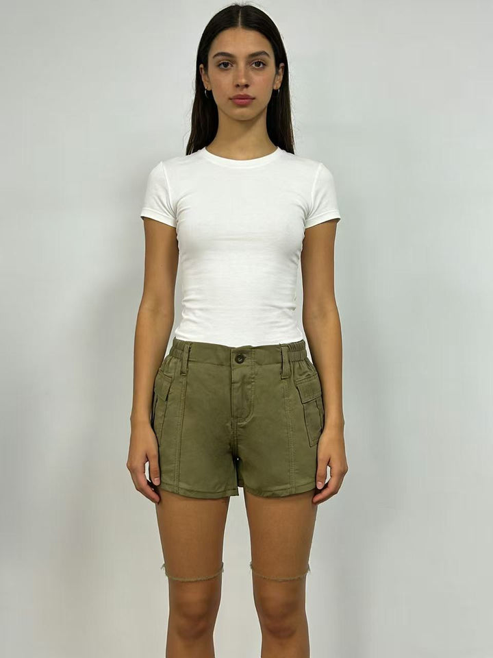 Damen Cargo-Shorts mit funktionalen Seitentaschen und elastischem Bund Drune