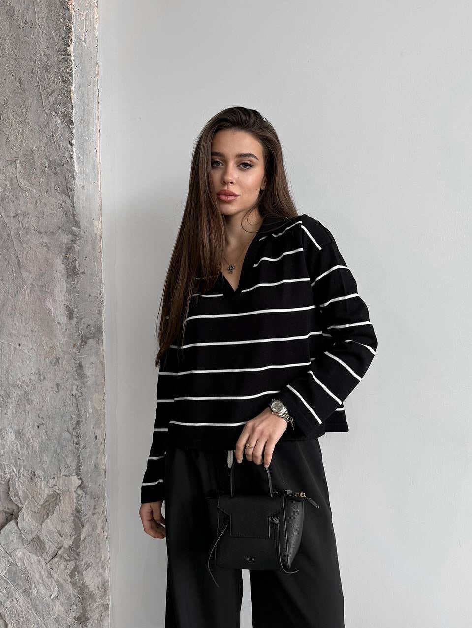 Damen lässiger Pullover im Streifen-Design Drune