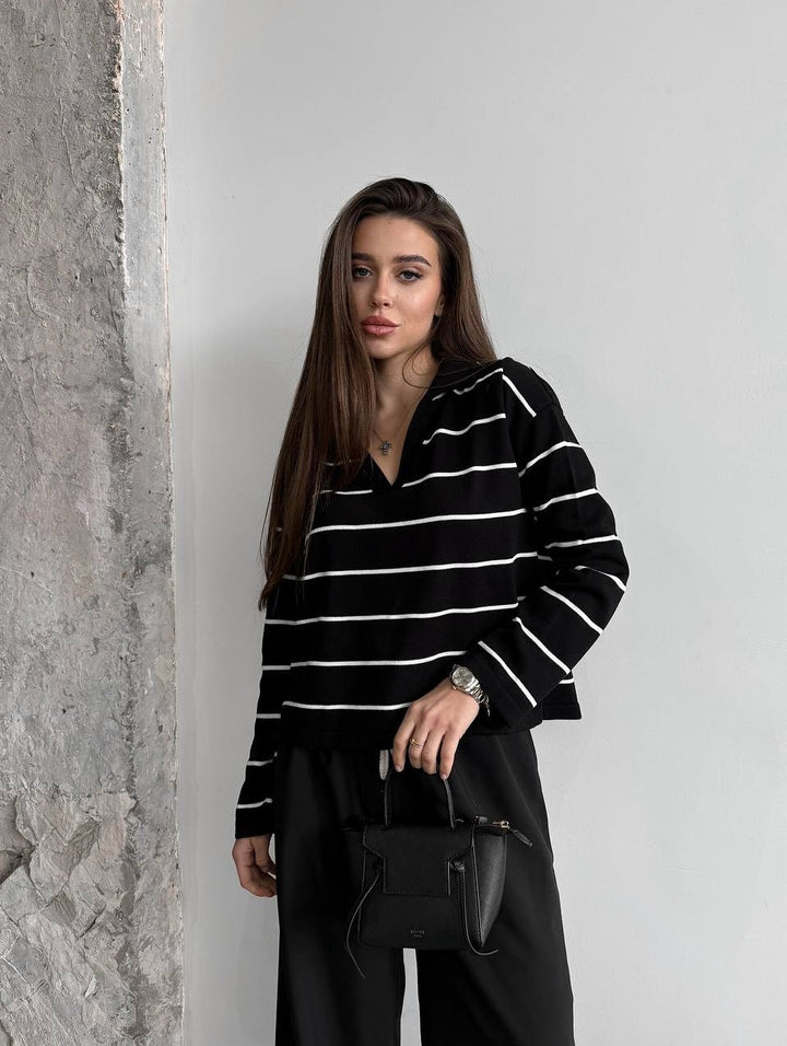 Damen lässiger Pullover im Streifen-Design Drune