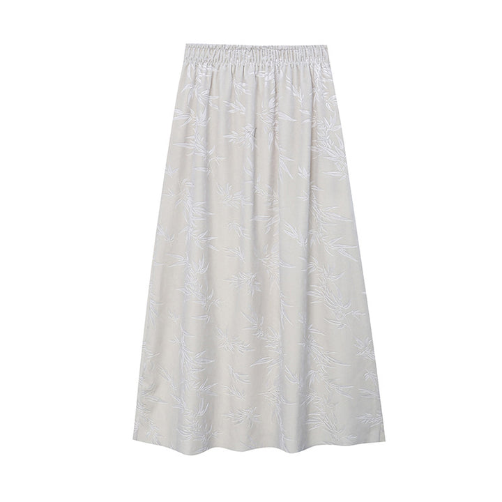 Damen Eleganter Midirock aus samtigem Material mit floralem Design Drune