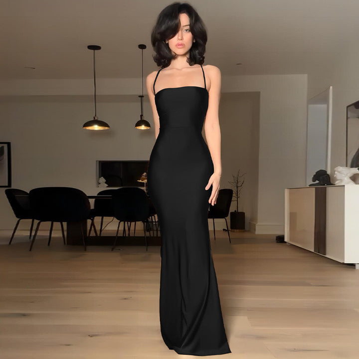 Damen Körperbetontes Abendkleid mit schmalen Spaghettiträgern und elegantem Schnitt Drune