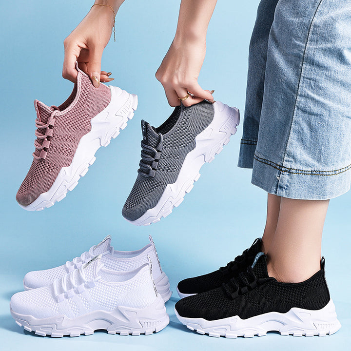 Damen nan atmungsaktive Strick-Slip-On Sneaker mit sockenähnlichem Schaft und profiliertem Plateau-Absatz Drune