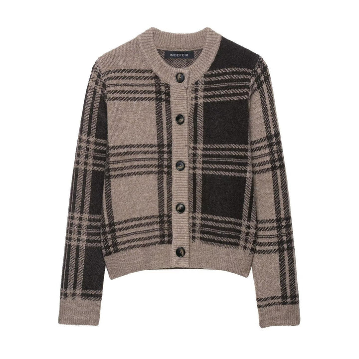 Damen Chicer Karoknopf-Pullover Drune