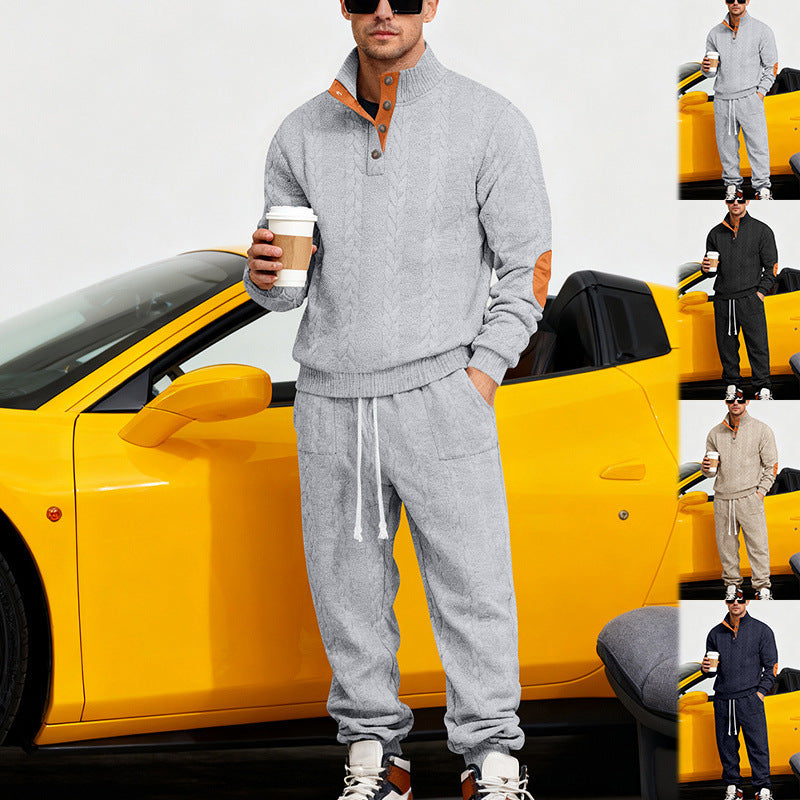 Herren Strick-Jogginganzug mit modischem Kragen und praktischen Taschen Drune