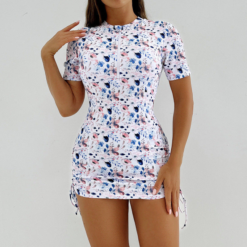 Damen Surfanzug mit stylischem Blumenmuster und kurzem Arm Drune