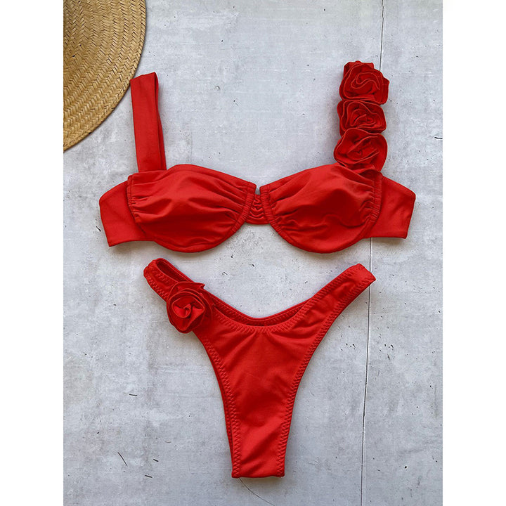 Damen Bikini mit dekorativen Blumenakzenten Drune