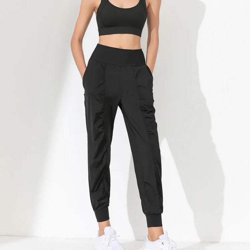 Damen Leichte Sportliche Jogginghose mit hohem Bund und elastischen Bündchen Drune