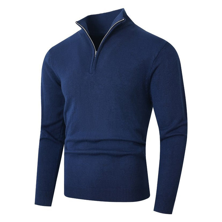 Herren Pullover mit modernem halben Reißverschluss und feiner Rippenstruktur Drune