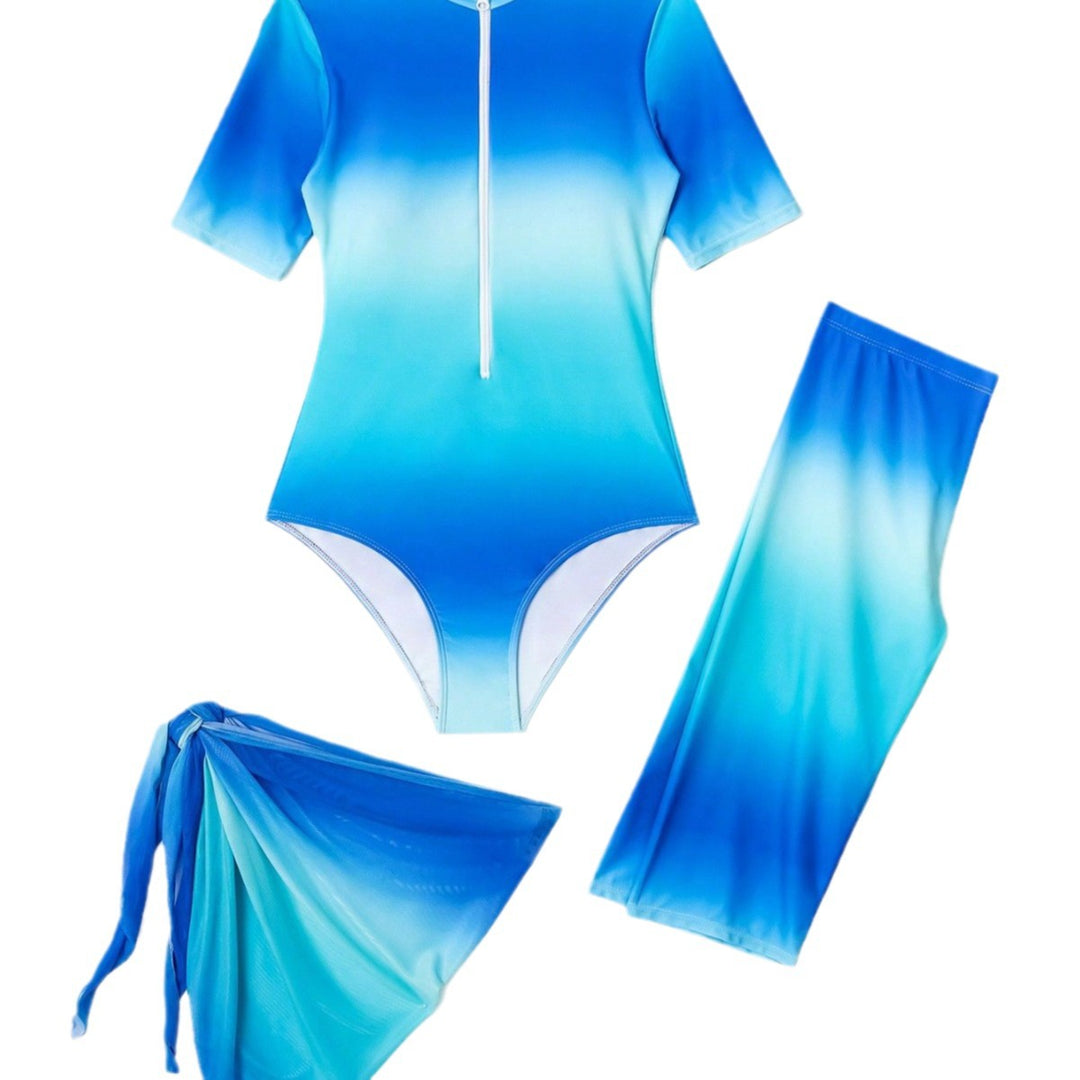 Damen Sportlicher UV-Schutz-Schwimmanzug mit kurzen Ärmeln und Wickeldesign Drune