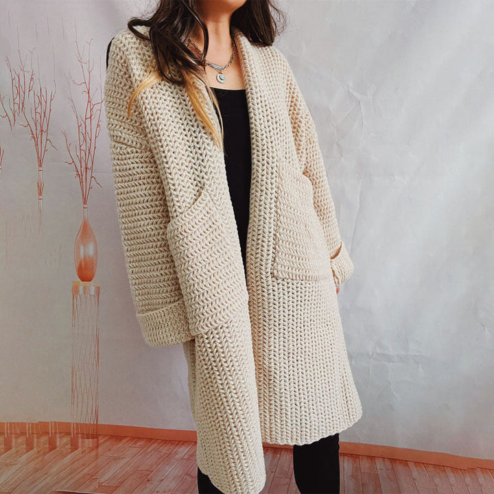 Drune | Lange Strickjacke mit Taschen Chunky Strick Weiche und Lässige Silhouette