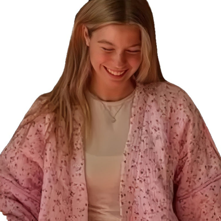 Damen Leichte Übergangsjacke mit floralen Mustern und voluminösen Ärmeln Drune