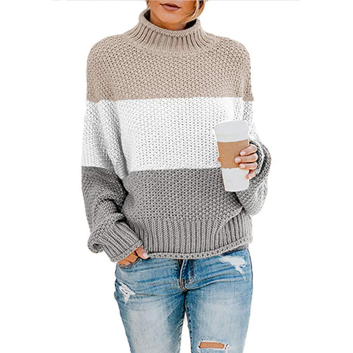 Damen nan grobstrick Rollkragenpullover mit Oversize-Schnitt und Blockstreifen-Optik Drune