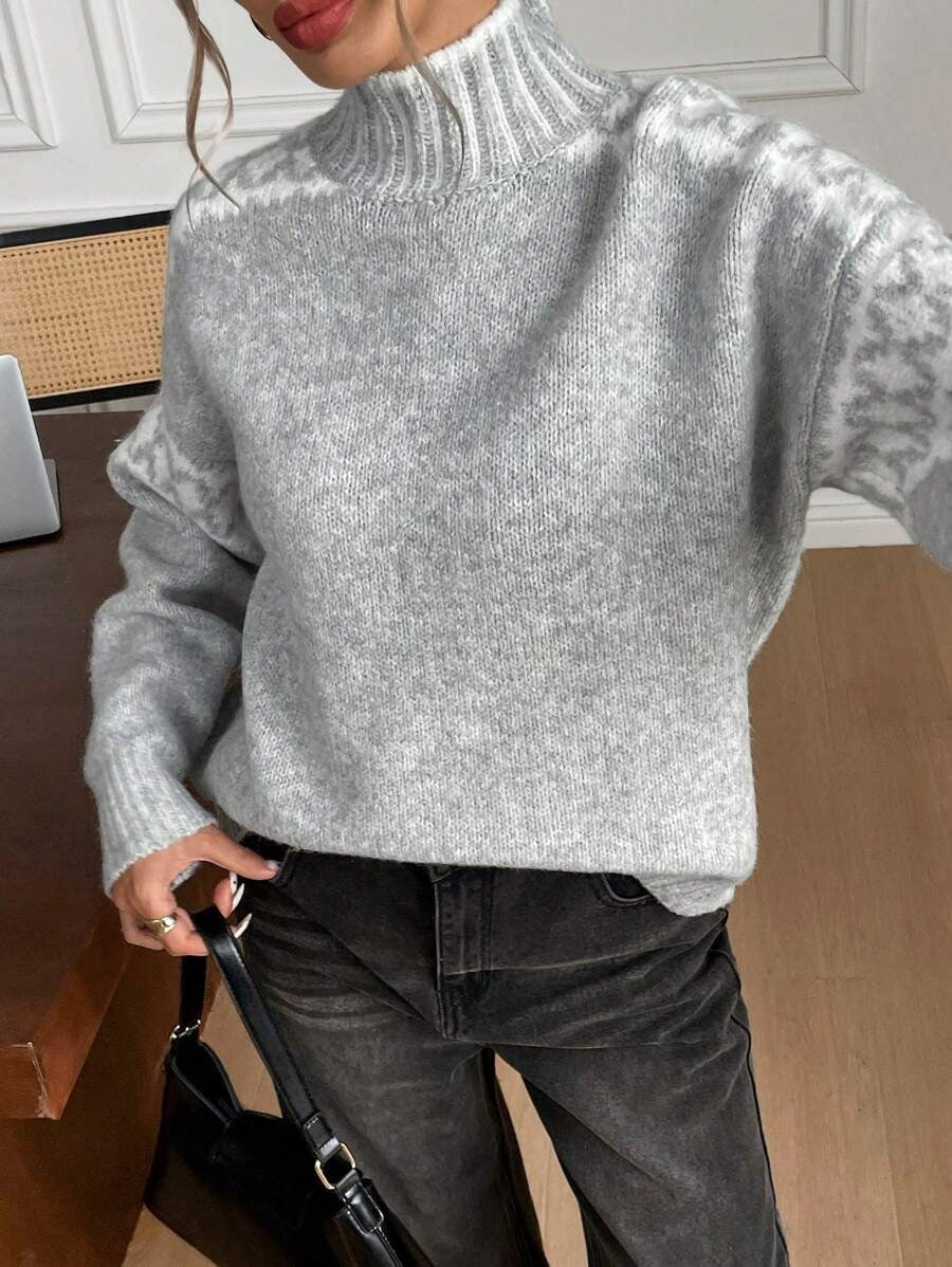 Damen kuscheliger Rollkragenpullover mit modischem Strukturmuster Drune