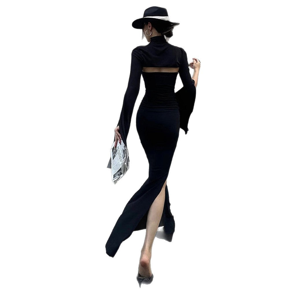 Damen Maxikleid mit asymmetrischem Cut-Out und eleganten Puffärmeln Drune