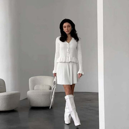 Damen lässiges Kleid mit Plissee und Peplum Drune