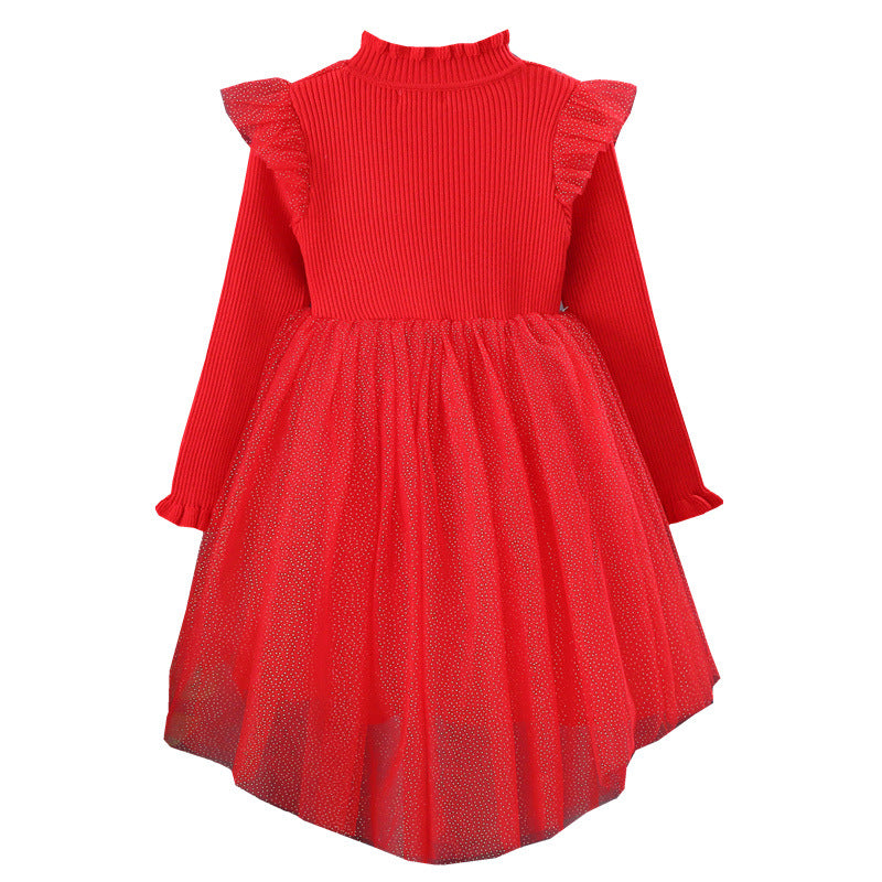 Mädchen Festliches Tüllkleid mit Pailletten und Schleifendetail Drune
