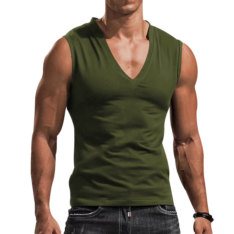 Herren ärmelloses V-Ausschnitt T-Shirt aus atmungsaktivem Material Drune