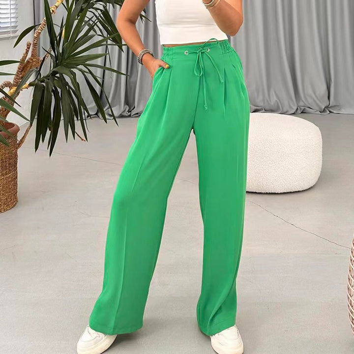 Damen Weite Freizeithose mit elastischem Bund und verstellbarem Kordelzug Drune