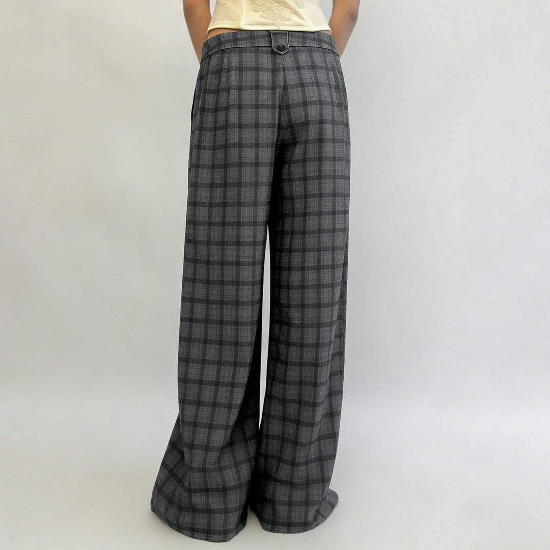 Damen Karierte Culotte-Hose mit hohem Taillenbund und eleganter Faltenlegung Drune