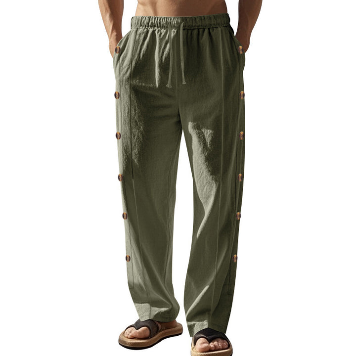 Herren lässige Strandhose mit seitlichen Knopfdetails Drune