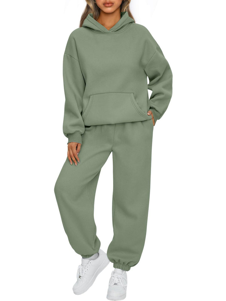 Damen nan kuscheliges oversized Hoodie und Jogginghose Lounge Set aus Baumwollmischung Drune