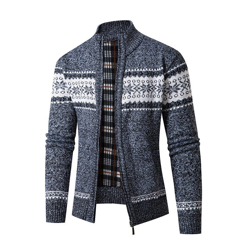 Herren Strickjacke mit hohem Kragen und modernem Zipper Drune