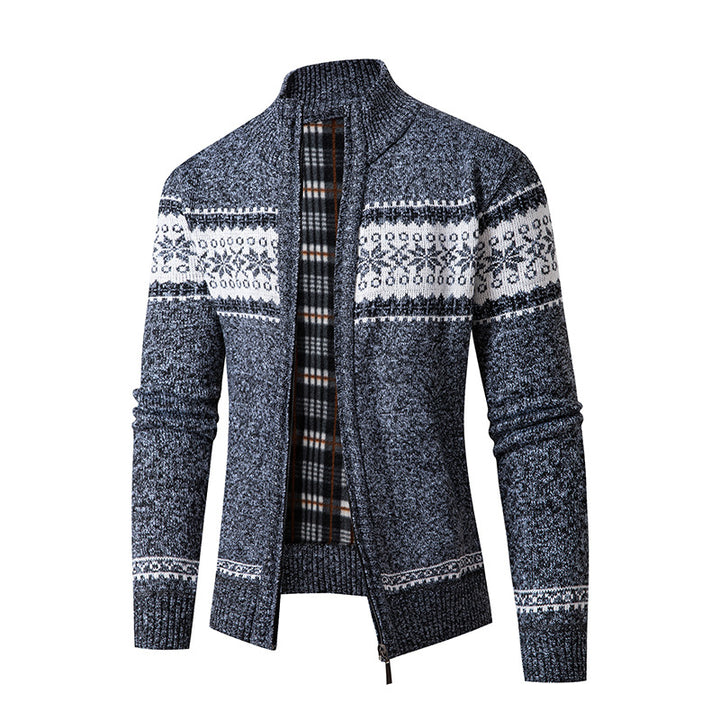 Herren Strickjacke mit hohem Kragen und modernem Zipper Drune