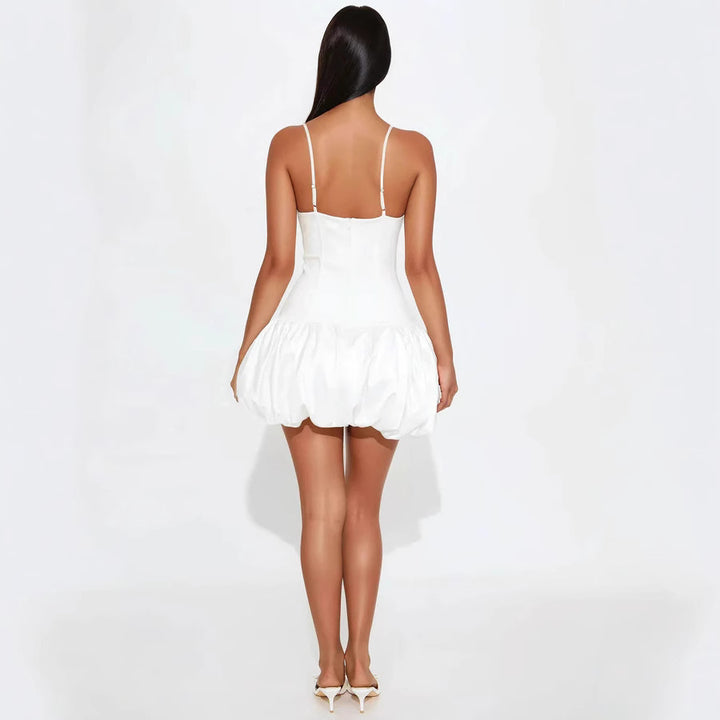 Damen Korsettkleid mit voluminösem Rock und feinen Trägern Drune