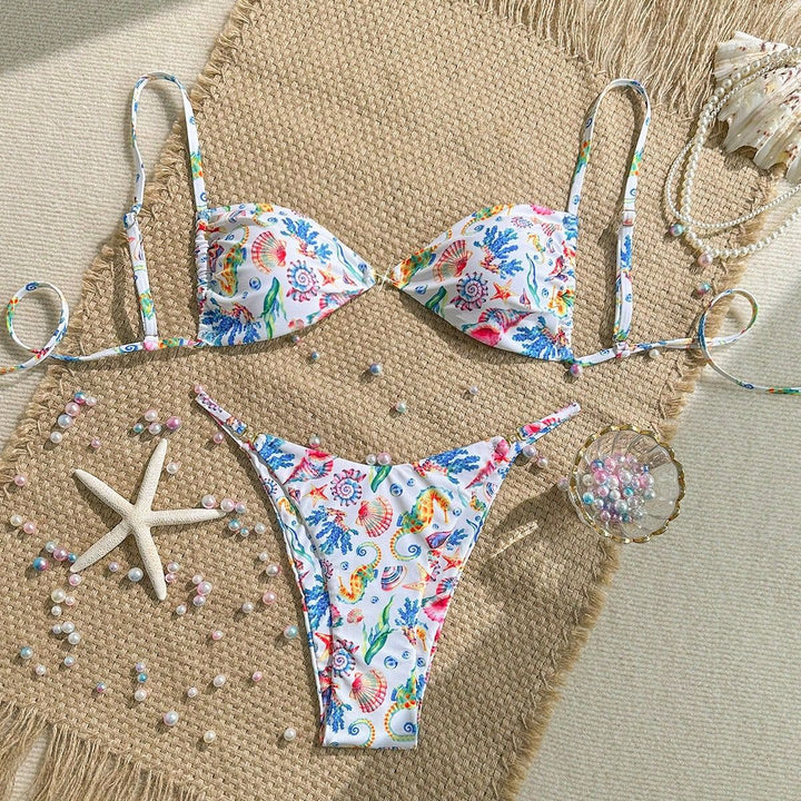 Damen Leopardenmuster Bikini-Set mit verstellbaren Trägern Drune