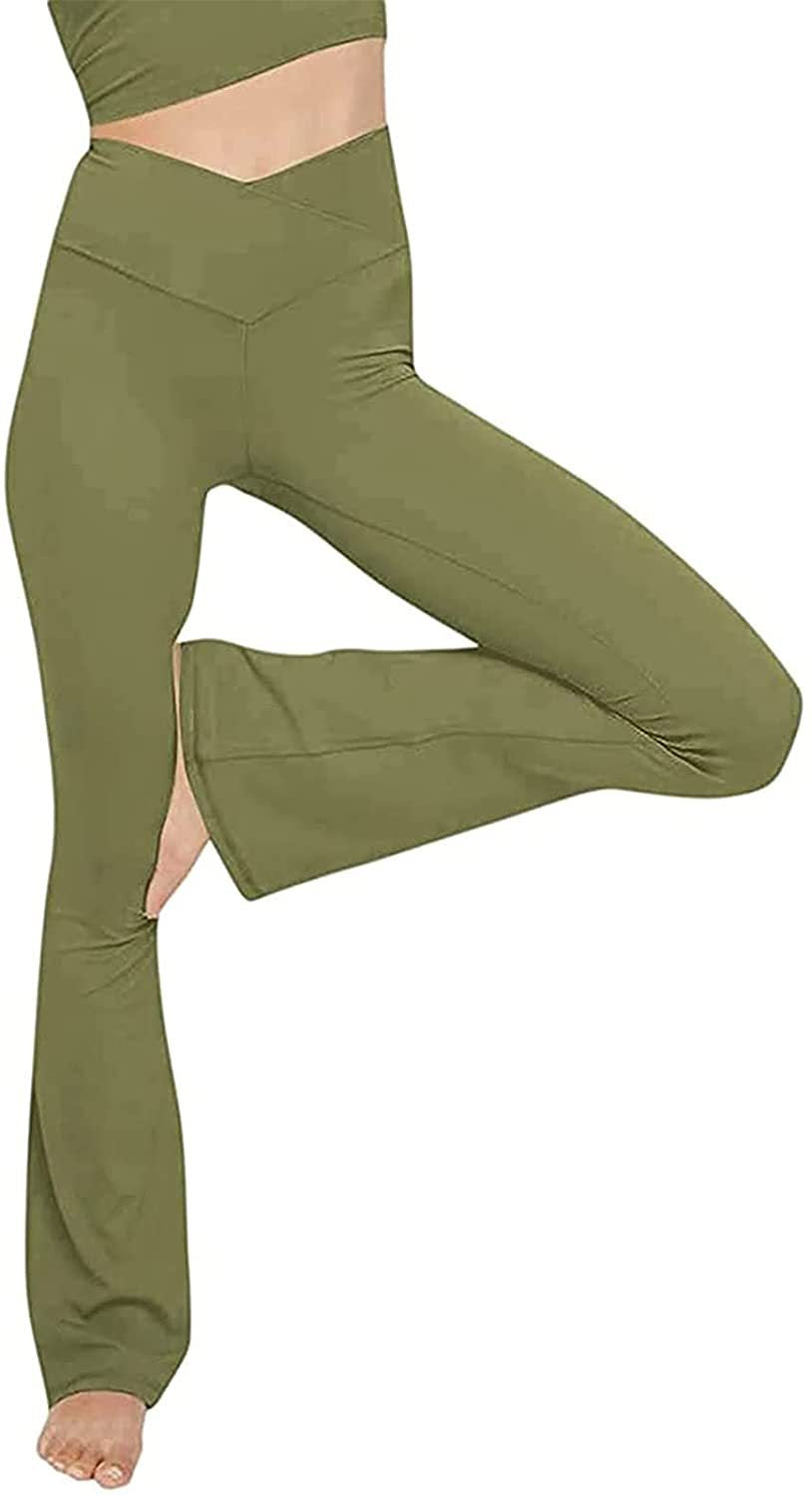 Damen Bootcut Yoga-Hose aus elastischem Material mit hohem Bund Drune