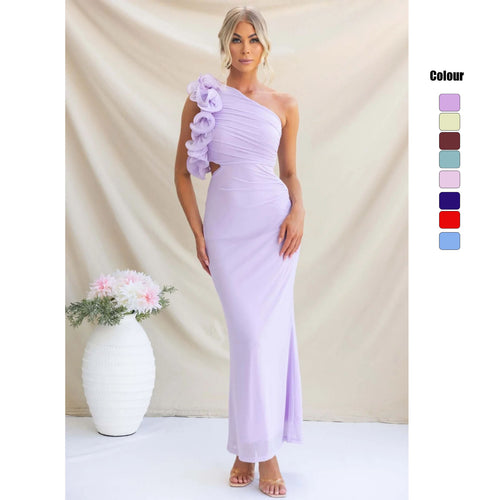 Damen Elegantes Rüschen-Maxikleid mit einem schulterfreien Design und figurbetontem Schnitt Drune