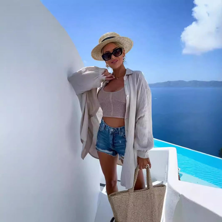 Damen lässige Strandbluse Drune