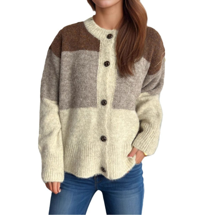 Damen Strickjacke mit knöpfbarem Design und modernen Farbschnitten Drune