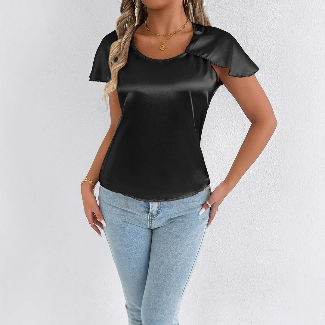 Damen Satinbluse mit eleganten Wellenästen Drune