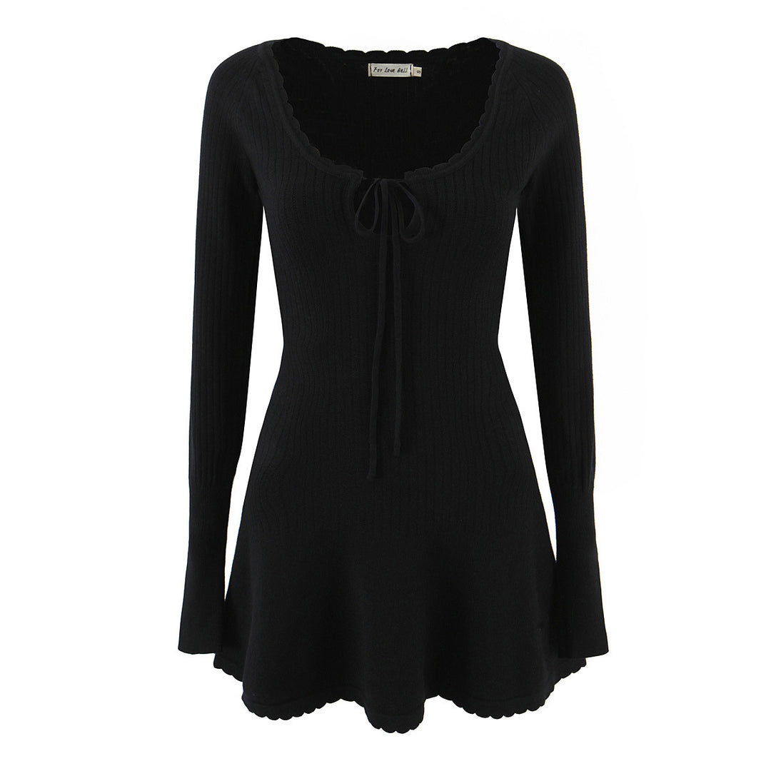 Damen Strickpullover mit elegantem V-Ausschnitt und schickem Rüschensaum Drune