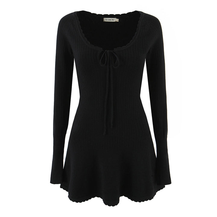 Damen Strickpullover mit elegantem V-Ausschnitt und schickem Rüschensaum Drune