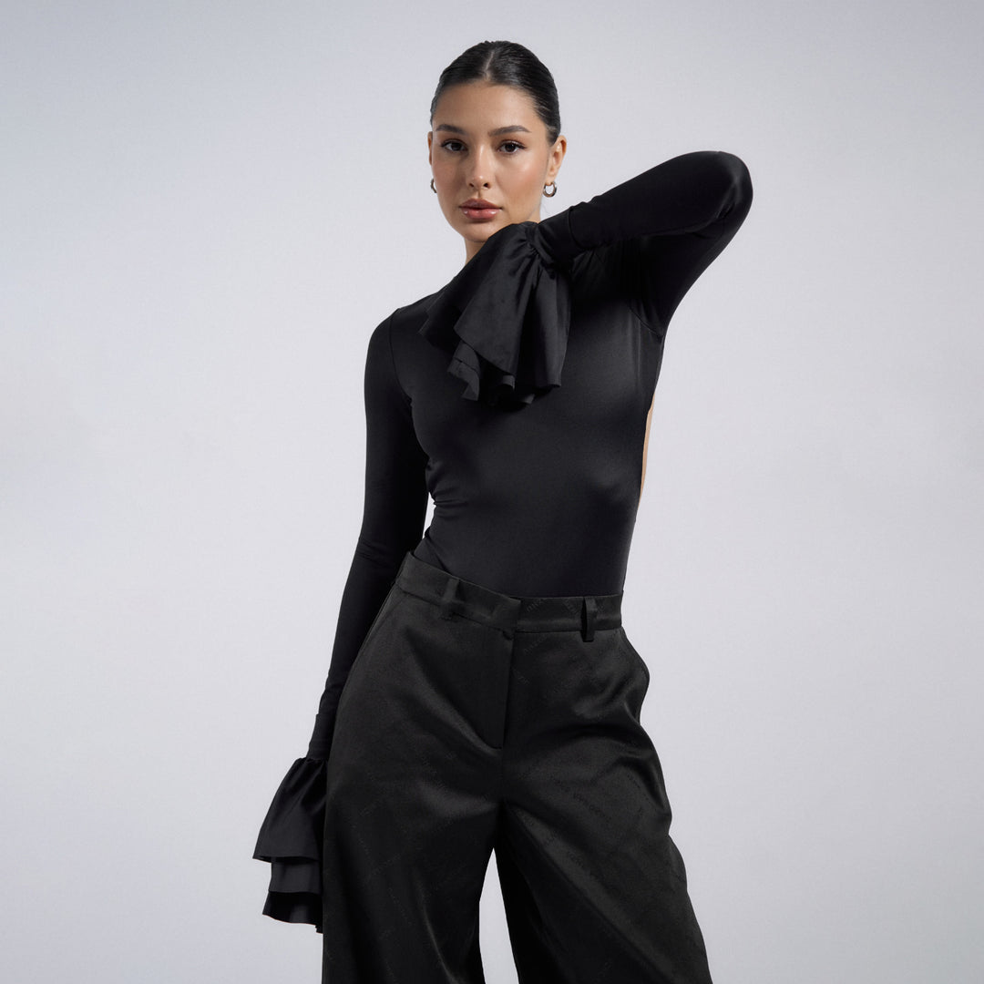 Damen Body mit eleganten Volantärmel Drune