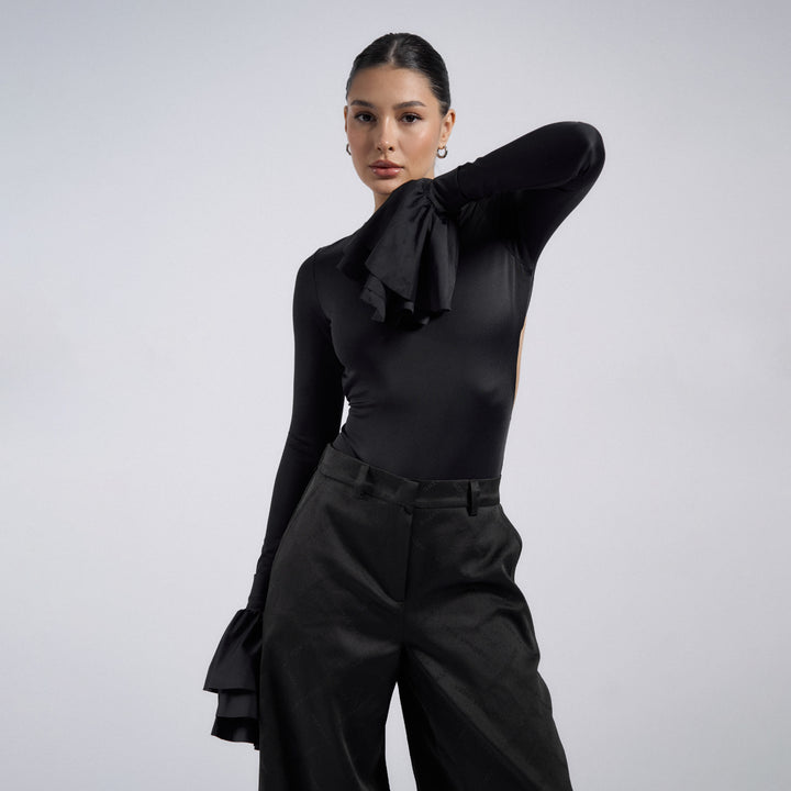 Damen Body mit eleganten Volantärmel Drune