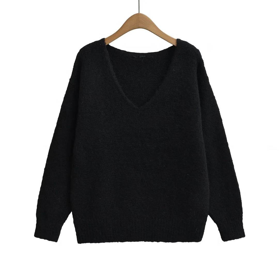 Damen Oversized V-Ausschnitt Pullover aus weichem Strick Drune