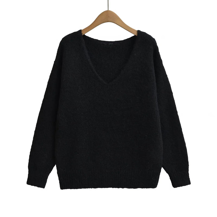 Damen Oversized V-Ausschnitt Pullover aus weichem Strick Drune